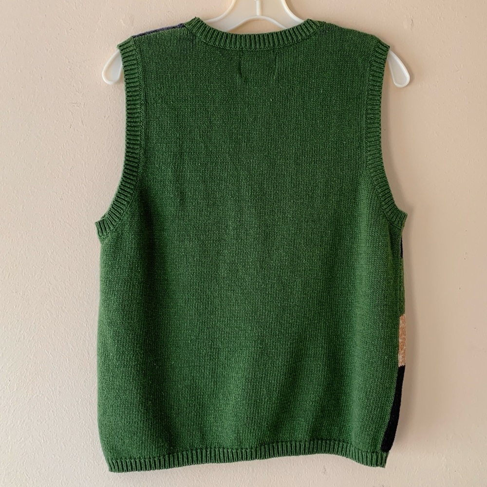 Vintage Hand Embroidered Apples Pumpkins Sheep Farm Scene Fall Sweater Vest M - Picture 10 of 11